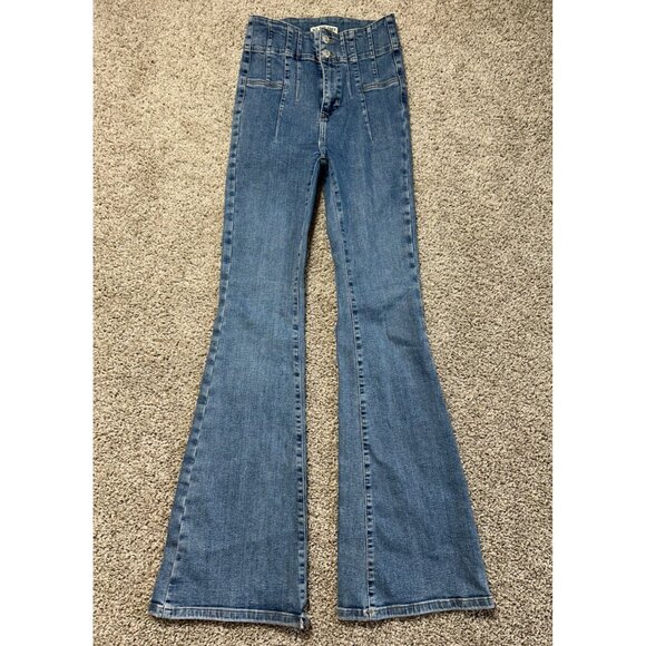 Free People x We The Free Women's 26 Jayde Flare in Sunburst Blue - Picture 2 of 12